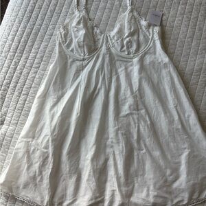 White Lace-Trim Slip Dress - Unbranded